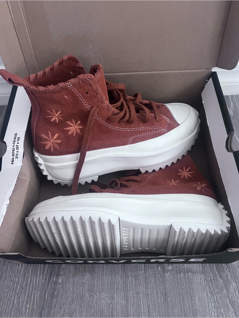 Converse High-Top Platform Sneakers - Rust Brown/White - Picture 2 of 4